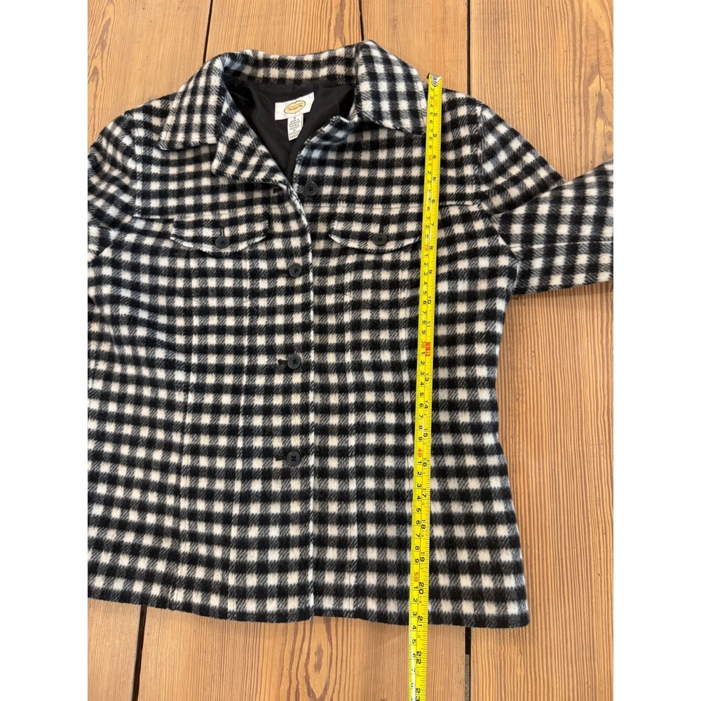 Talbots Black White Buffalo Plaid Gingham Preppy Career Wool Blend Jacket 6 - Picture 4 of 6